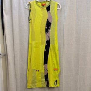 SUAY Yellow and Black Women's Recycled Shirt Dress